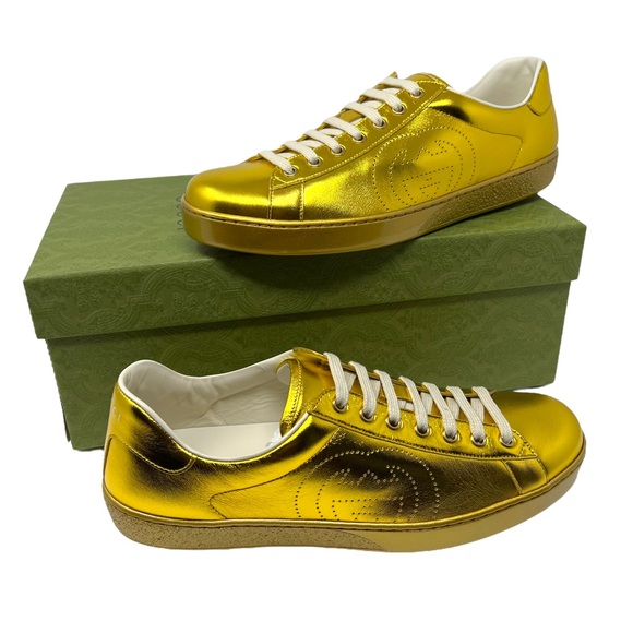 GUCCI Ace Gold Metallic Low-Top Sneaker 599147 - Picture 10 of 13